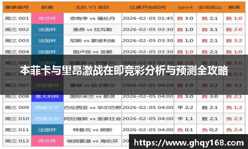 本菲卡与里昂激战在即竞彩分析与预测全攻略